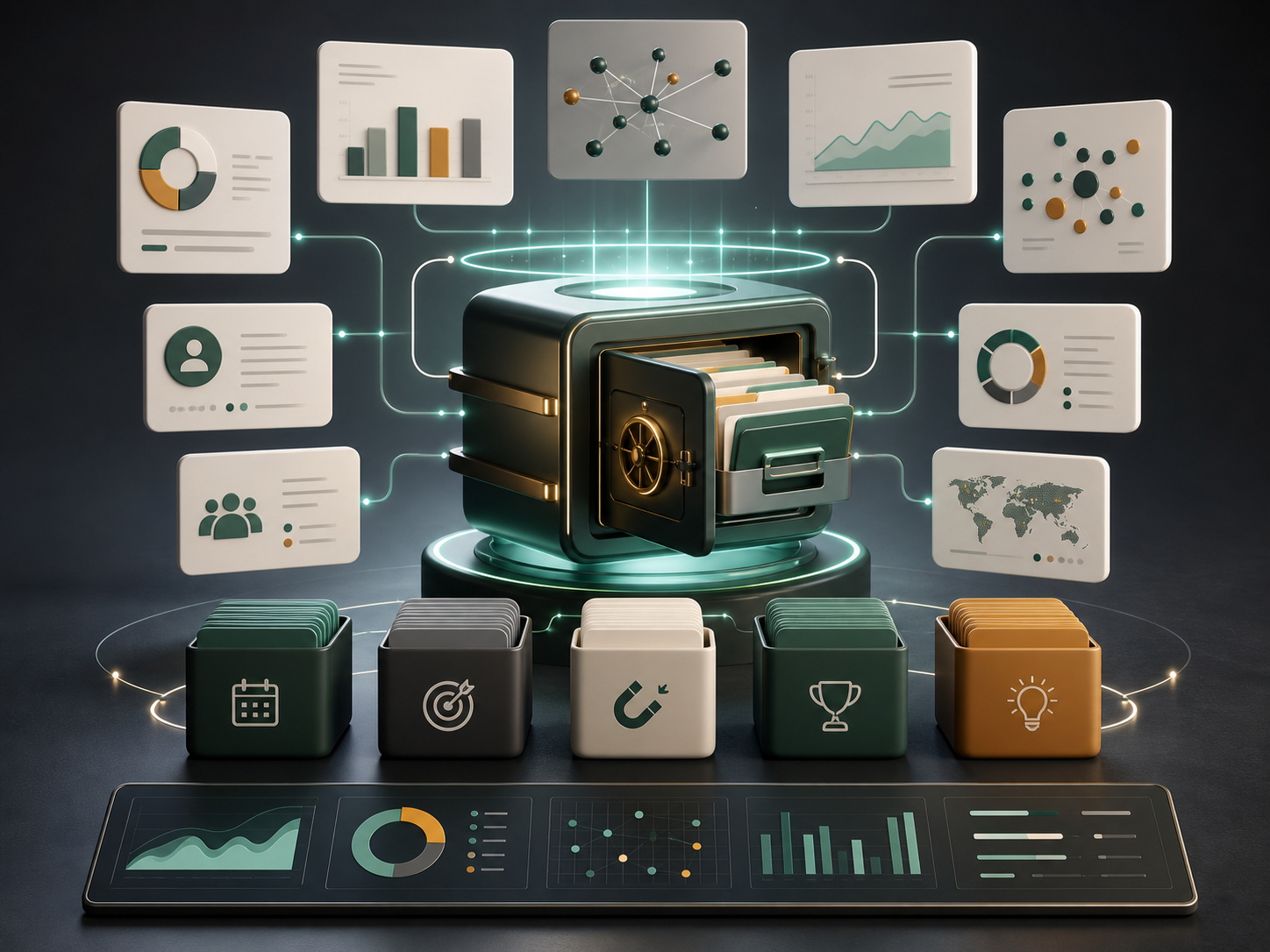 AI marketing memory system with campaign folders and analytics cards